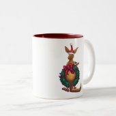 Kangaroo Christmas Starry Night Zweifarbige Tasse (VorderseiteRechts)
