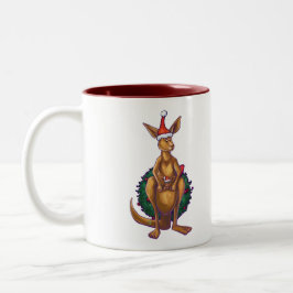 Kangaroo Christmas Starry Night Zweifarbige Tasse