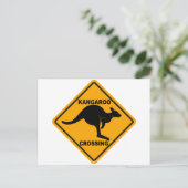 Kangaroo Crossing Sign Postkarte (Stehend Vorderseite)