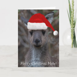 Kangaroo Face Weihnachtsmannmütze Frohe Weihnachts Karte