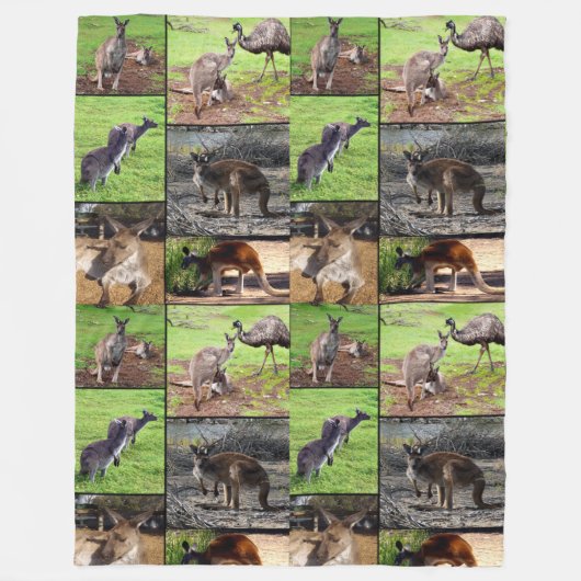 Kangaroo Foto Collage , Fleecedecke (Vorderseite)