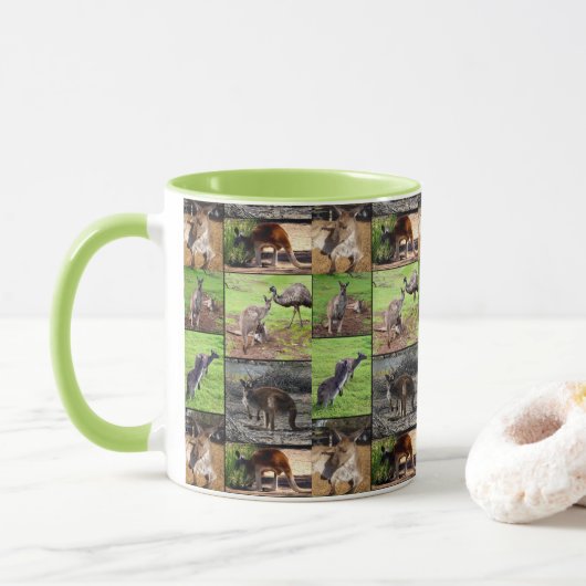 Kangaroo Foto Collage , Tasse (Mit Donut)