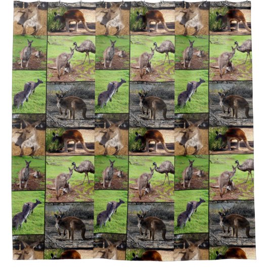 Kangaroo FotoCollage, Duschvorhang. Duschvorhang (Vorderseite)