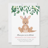 Kangaroo Geburtstagsparty Einladung (Vorderseite)