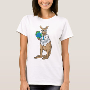 Kangaroo Geschichtslehrer Globe T-Shirt