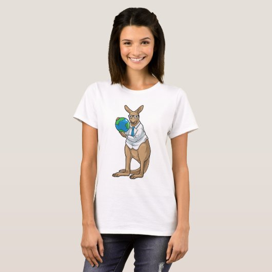 Kangaroo Geschichtslehrer Globe T-Shirt (Vorne ganz)