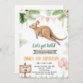 Kangaroo girl birthday invitation einladung (Vorne/Hinten)