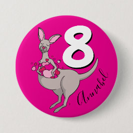 Kangaroo Girls 8. Geburtstag Name Rosa Taste Button