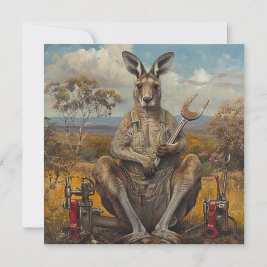 Kangaroo Handyman, anpassbar Einladung (Vorderseite)