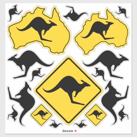 Kangaroo Icons Sticker Set (Blatt)