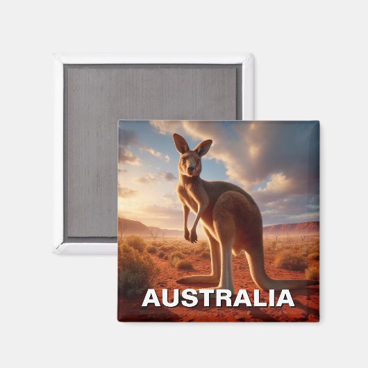 Kangaroo im Outback Australien Magnet (Vorderseite/Rückseite)