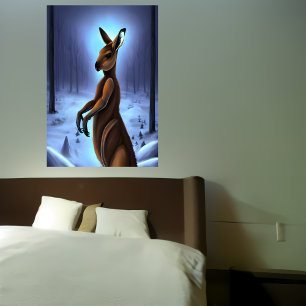 Kangaroo im Schnee   AI Art Poster