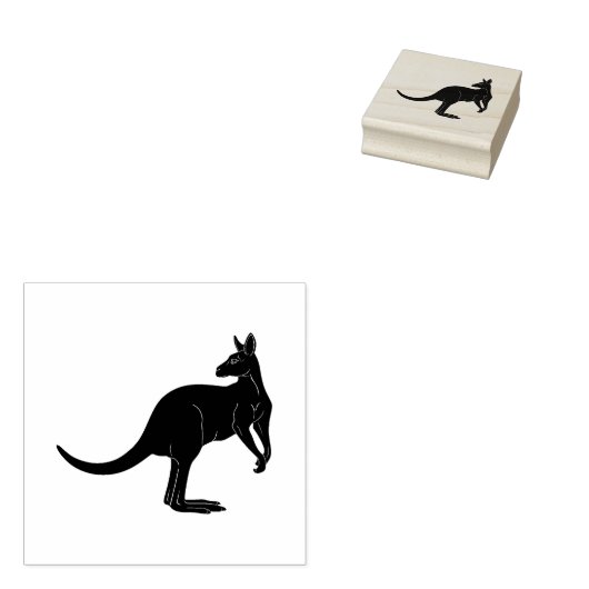 Kangaroo in schwarzem Farbminimalismus Gummistempel (Stempel)