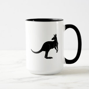 Kangaroo in schwarzem Farbminimalismus Tasse