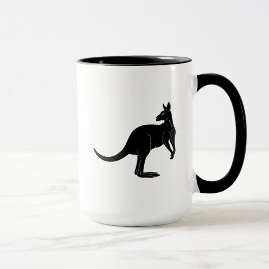 Kangaroo in schwarzem Farbminimalismus Tasse (Rechts)