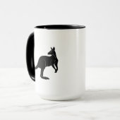 Kangaroo in schwarzem Farbminimalismus Tasse (Vorderseite Links)