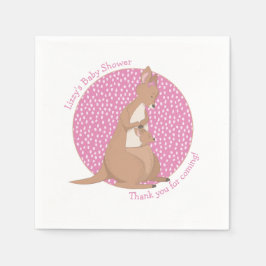 Kangaroo Joey Girl Pink und Brown Baby Dusche Serviette