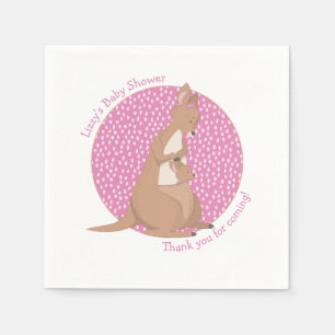 Kangaroo Joey Girl Pink und Brown Baby Dusche Serviette