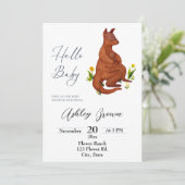 Kangaroo Kinderdusche Einladung (Stehend Vorderseite)