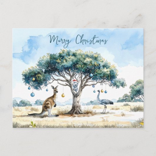 Kangaroo Koala und Emu Gumtree Weihnachtsbaumchen Postkarte (Vorderseite)