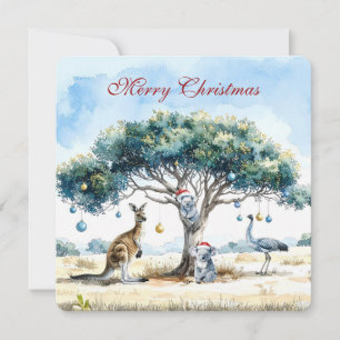 Kangaroo Koalas Emu Christmas Gumtree Baubles Feiertagskarte