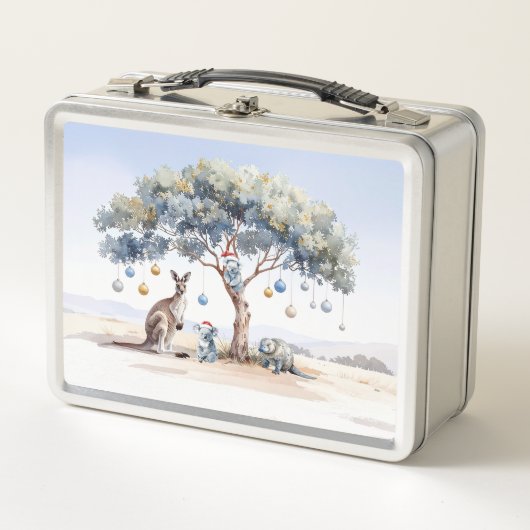 Kangaroo Koalas Platypus Christmas Gumtree Baubles Metall Brotdose (Vorderseite)