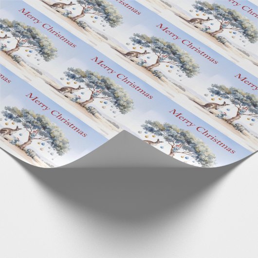 Kangaroo Koalas Platypus Weihnachten Gumtree Baubl Geschenkpapier (Ecke)