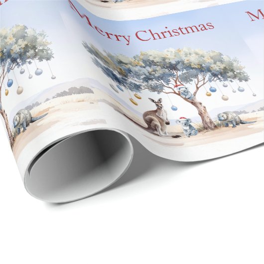 Kangaroo Koalas Platypus Weihnachten Gumtree Baubl Geschenkpapier (Rolleneckpunkt)