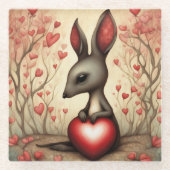 Kangaroo-Liebe 1 Glasuntersetzer (Vorderseite)