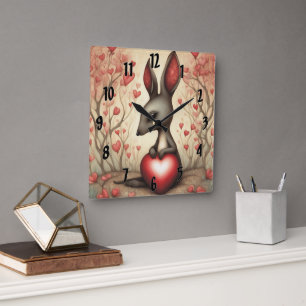 Kangaroo-Liebe 1 Quadratische Wanduhr