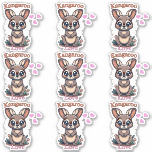 Kangaroo Liebe! Aufkleber (Vorderseite)