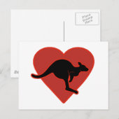 Kangaroo Liebe Rotes Herz Postkarte (Vorne/Hinten)