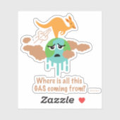 Kangaroo Methane Furz Aufkleber (Blatt)