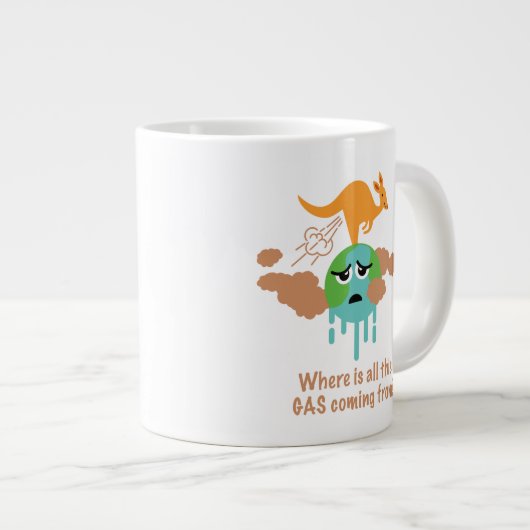 Kangaroo Methane Furz Jumbo-Tasse (Vorderseite Rechts)