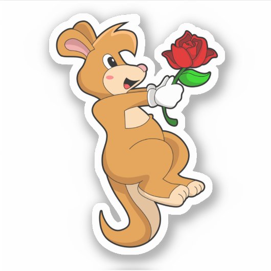 Kangaroo mit Blume Aufkleber (Vorderseite)
