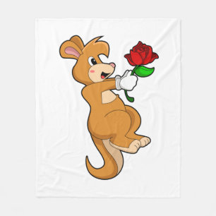 Kangaroo mit Blume Fleecedecke