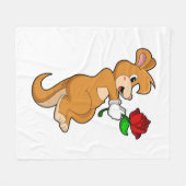 Kangaroo mit Blume Fleecedecke (Vorderseite (Horizontal))