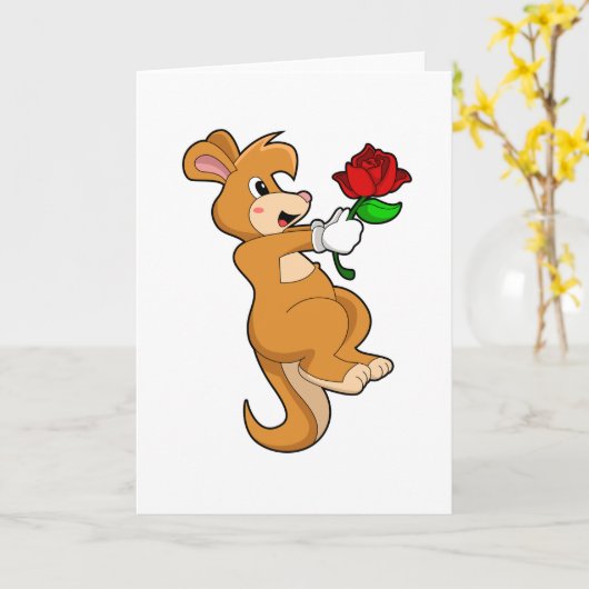 Kangaroo mit Blume Karte (Gelbe Blume)