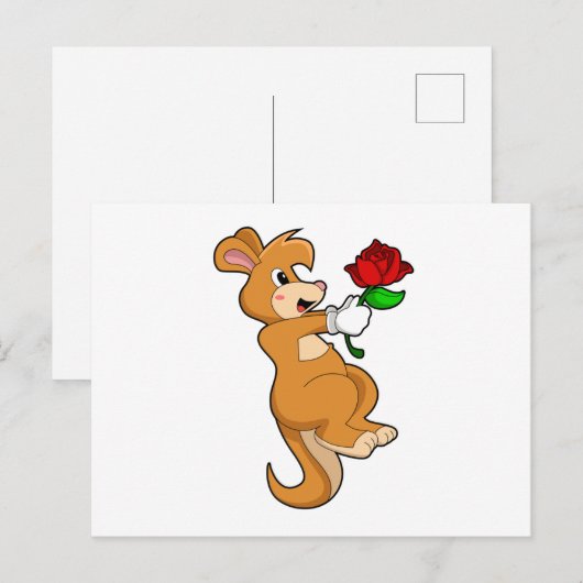 Kangaroo mit Blume Postkarte (Vorne/Hinten)