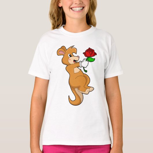 Kangaroo mit Blume T-Shirt (Vorderseite)