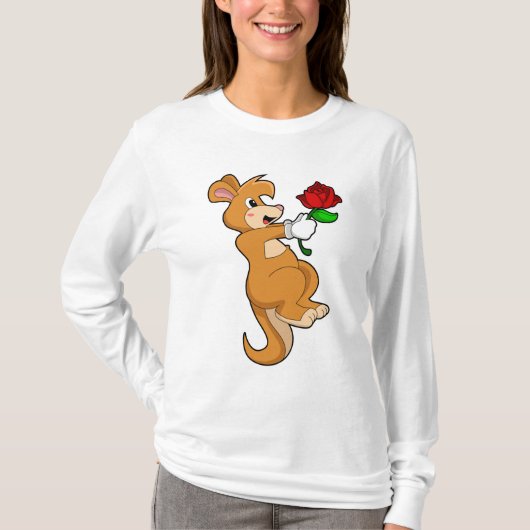 Kangaroo mit Blume T-Shirt (Vorderseite)