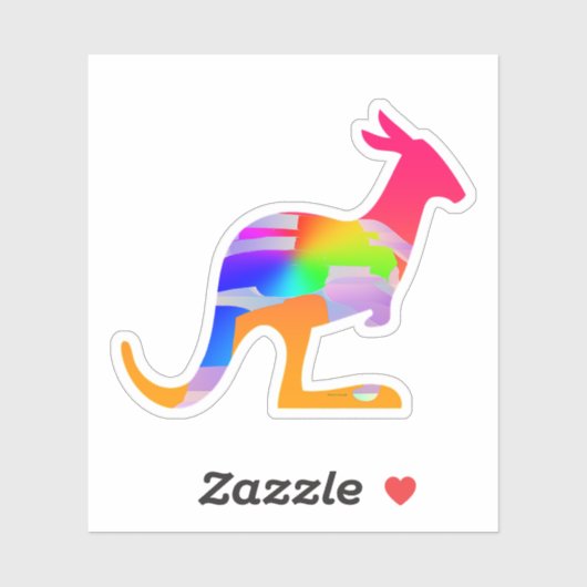 Kangaroo mit Farbaufkleber Aufkleber (Blatt)