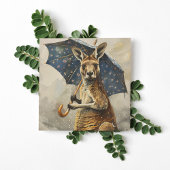 Kangaroo mit Regenschirm, individuell anpassbar Einladung