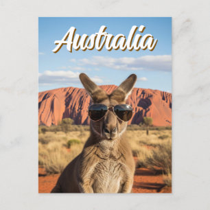 Kangaroo mit Sonnenbrille in Uluru Australien Postkarte