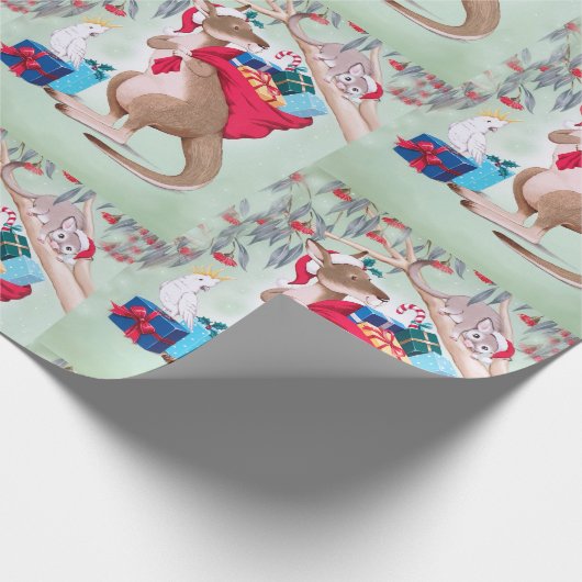 Kangaroo mit Weihnachtsfeier Geschenkpapier (Ecke)