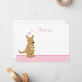 Kangaroo Mommy and Baby Flat Vielen Dank Mitteilungskarte (Vorderseite/Rückseite Beispiel)