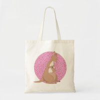Kangaroo Mommy and Baby Joey on Pink Pattern