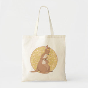 Kangaroo Mommy and Baby on Yellow Pattern Tragetasche