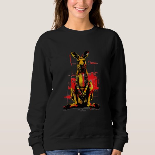 Kangaroo Motif Tierpark Wald Kunst, Dichtung und M Sweatshirt (Vorderseite)