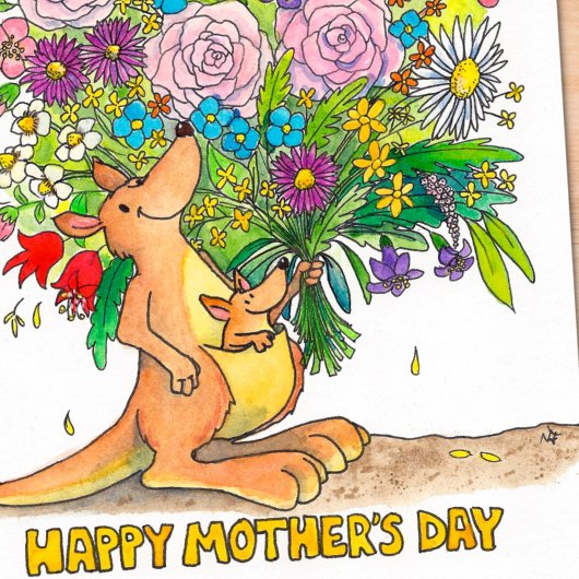 Kangaroo Muttertag Postkarte von Nicole Janes